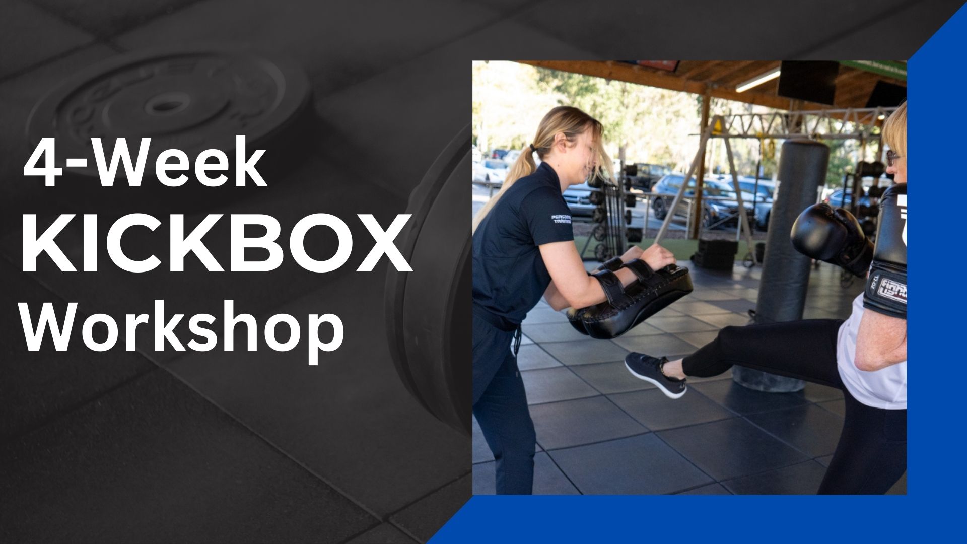 woman with personal trainer doing kickboxing at gym gainesville fl