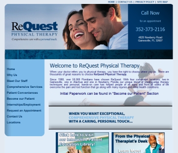 Click here to go to ReQuest Physical Therapy's new Web site, www.requestphysicaltherapy.com.