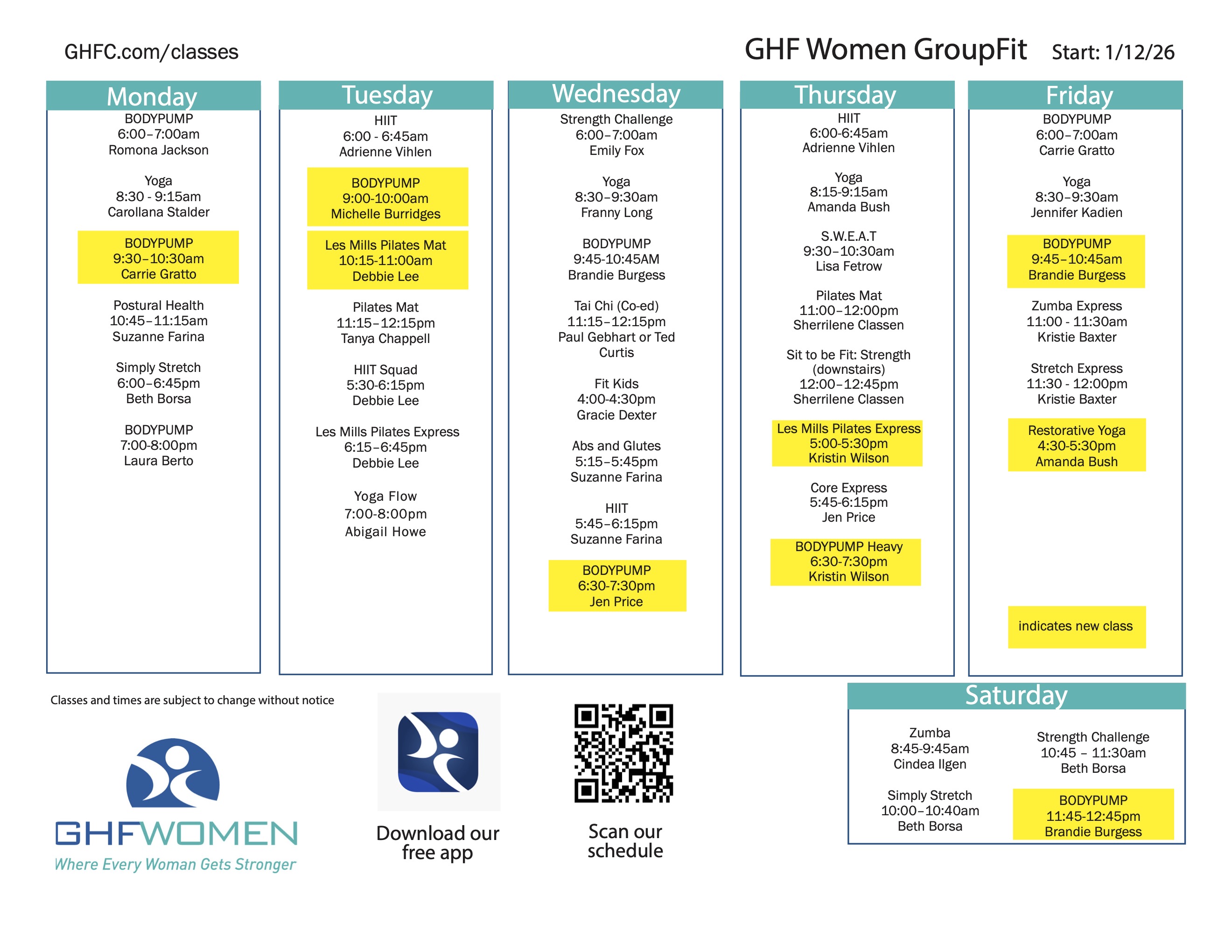 Try the New Class Schedule WC