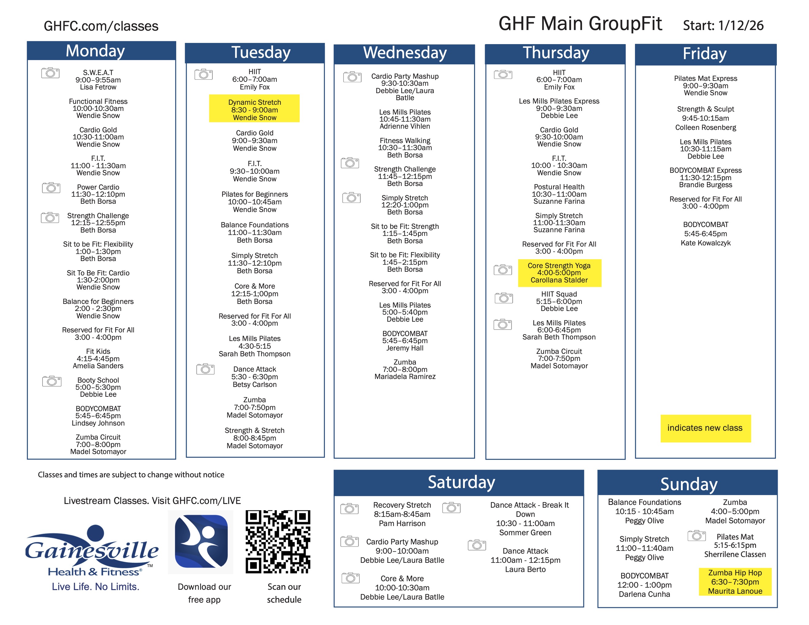 take group fitness class at main