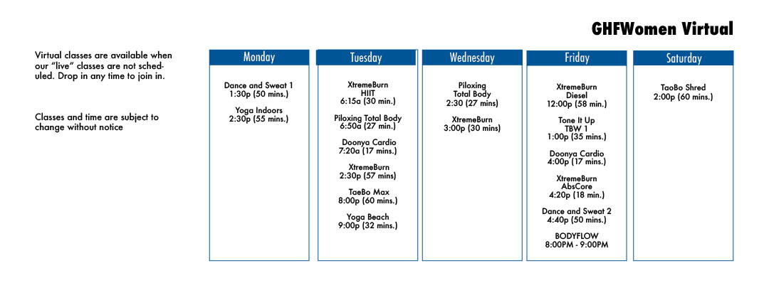 GHF Virtual Schedule