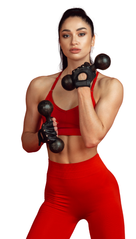 strong woman with dumbbells women's only gym