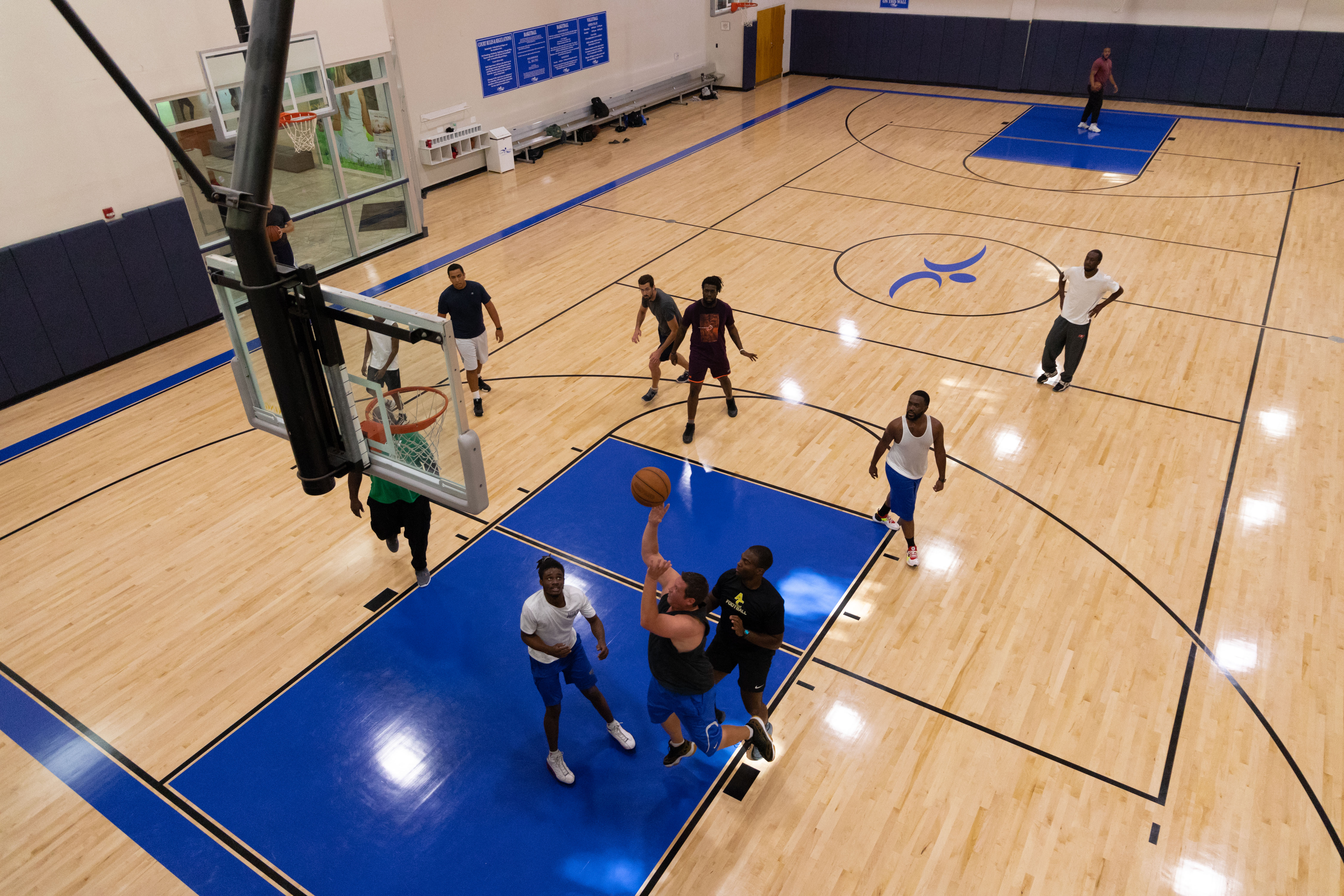 indoor basketball court sports play