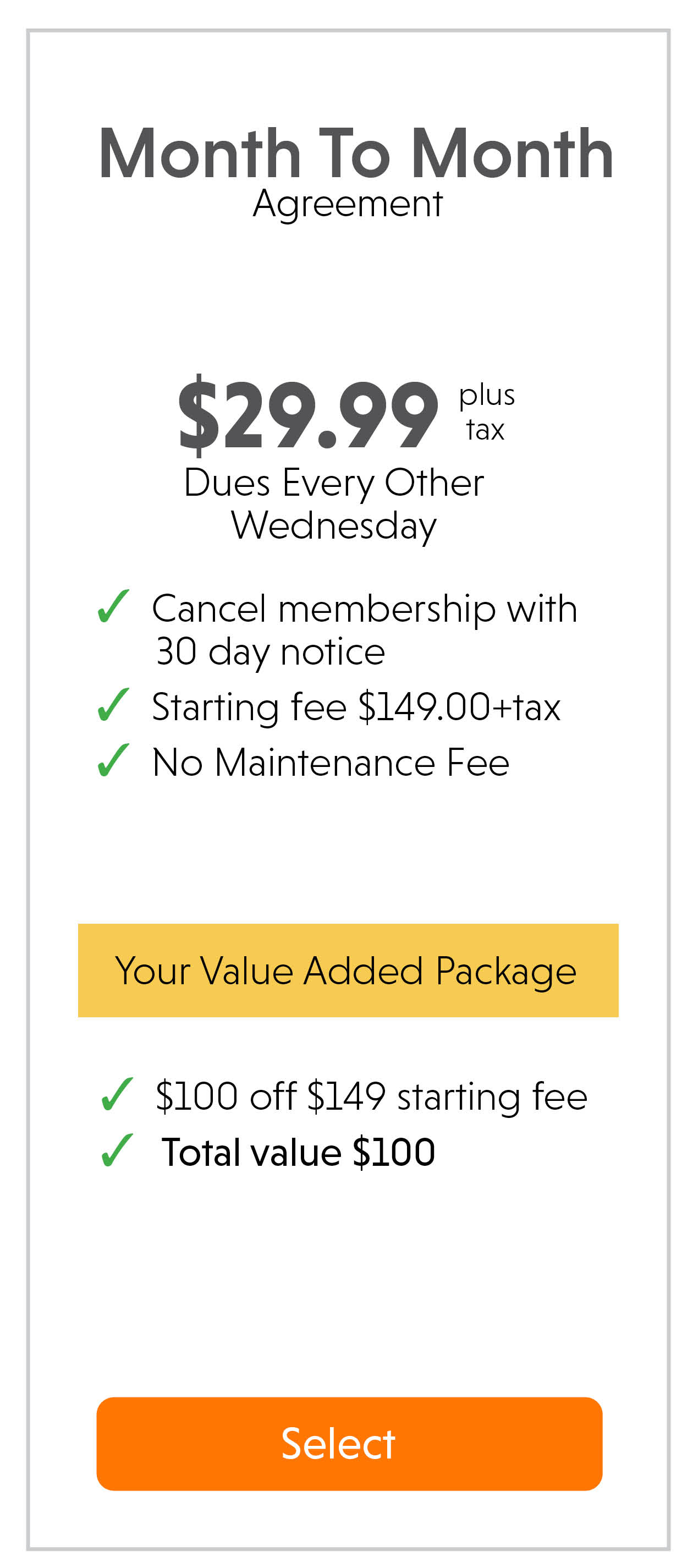 pricing for corporate membership month to month