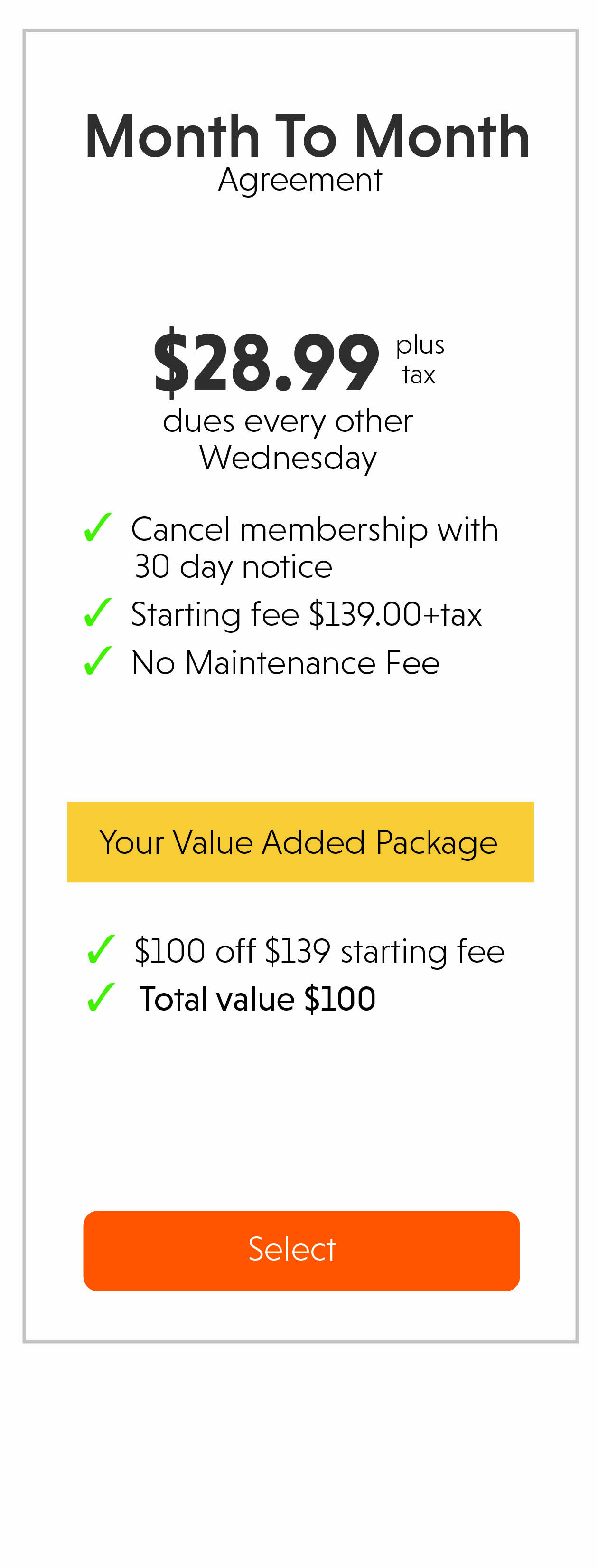 pricing for corporate membership month to month