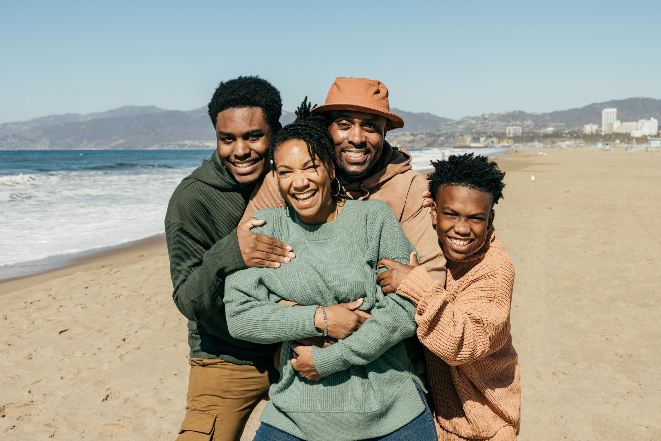 family together practicing healthy habits, fitness and wellness