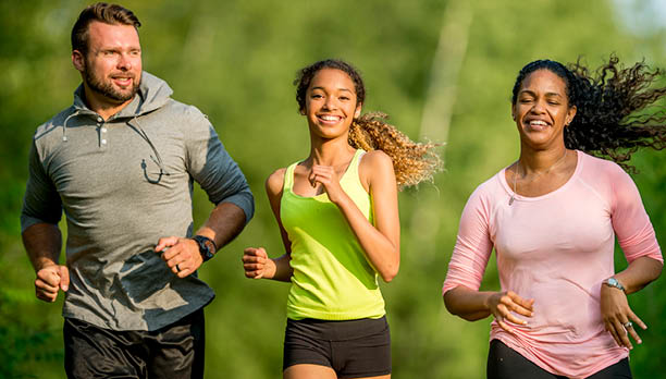 healthy family together outdoors