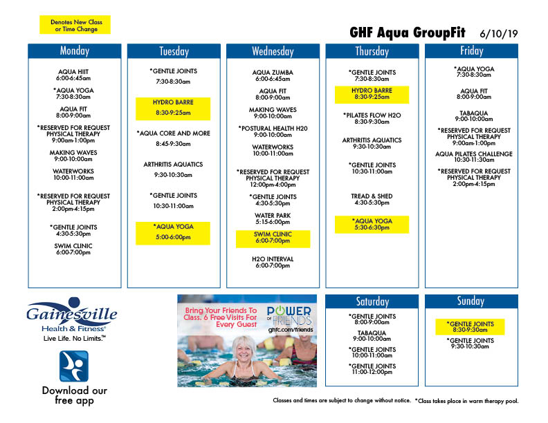 GHF Class Schedule Preview Gainesville Health & Fitness
