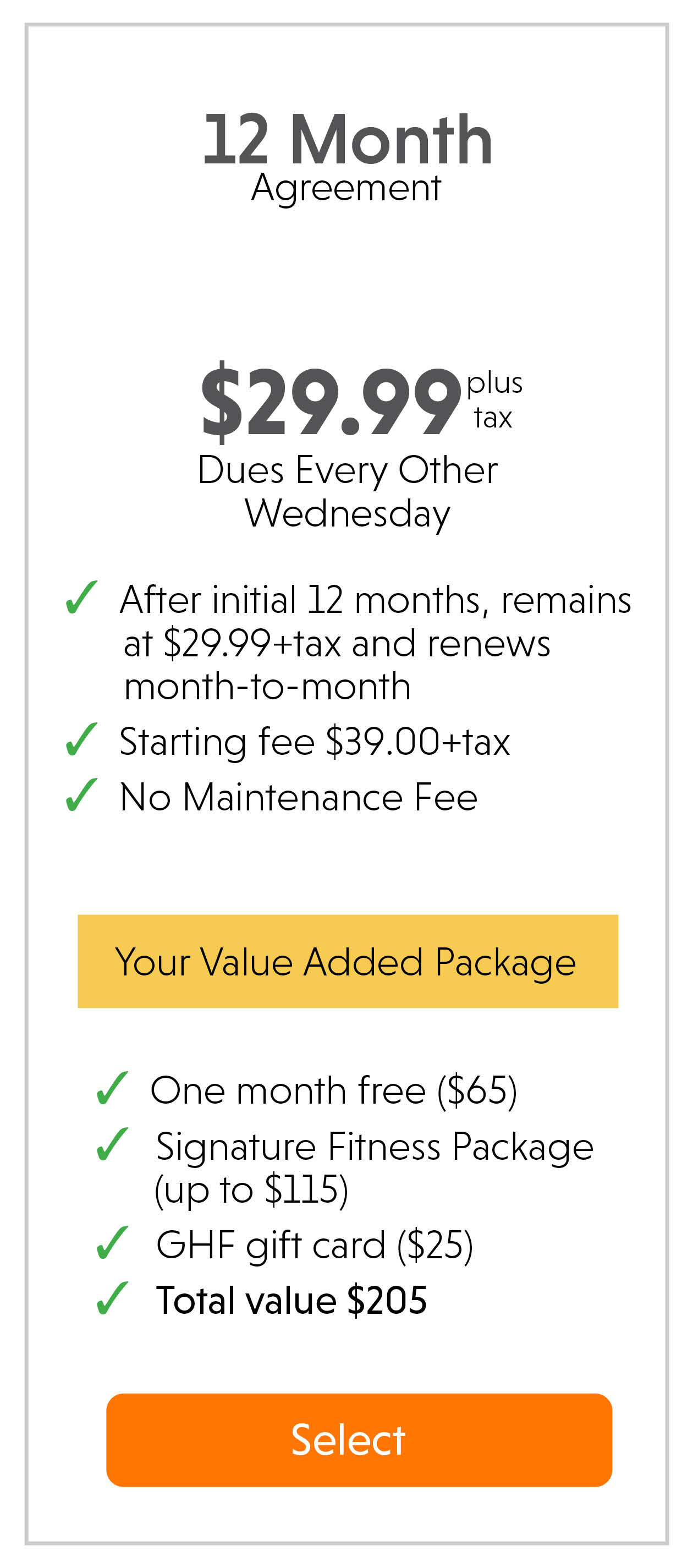 pricing for corporate membership 12 month