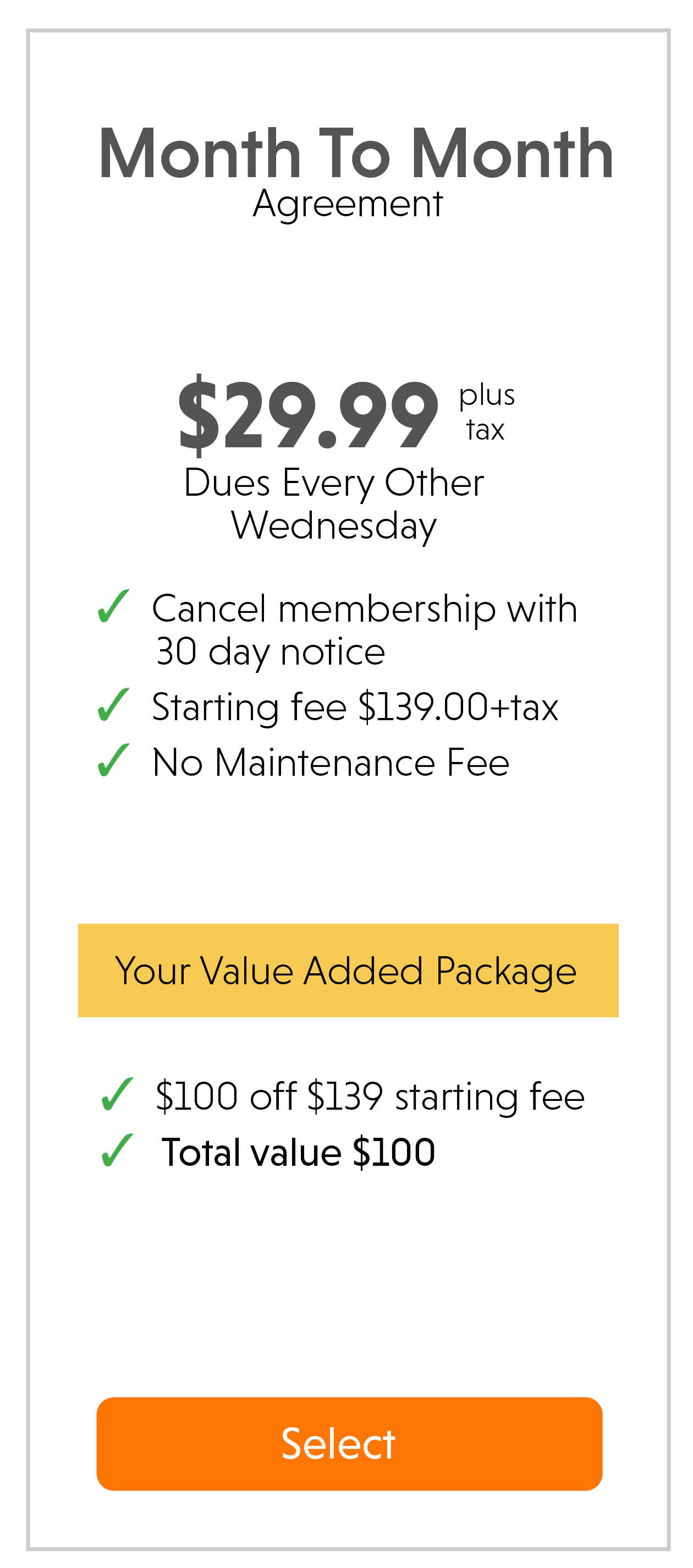 pricing for corporate membership month to month