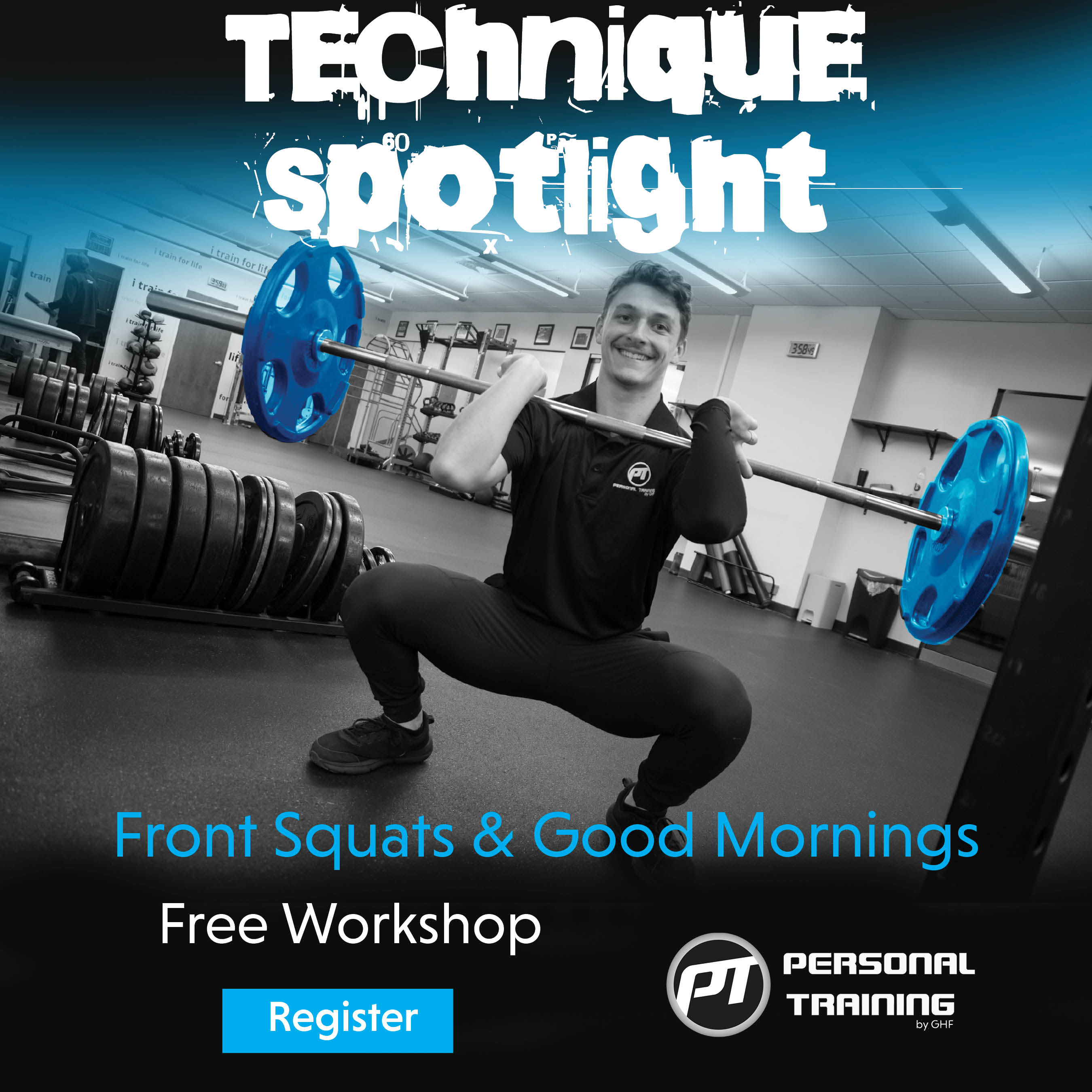 personal trainer workshops on front squats and good morning exercises
