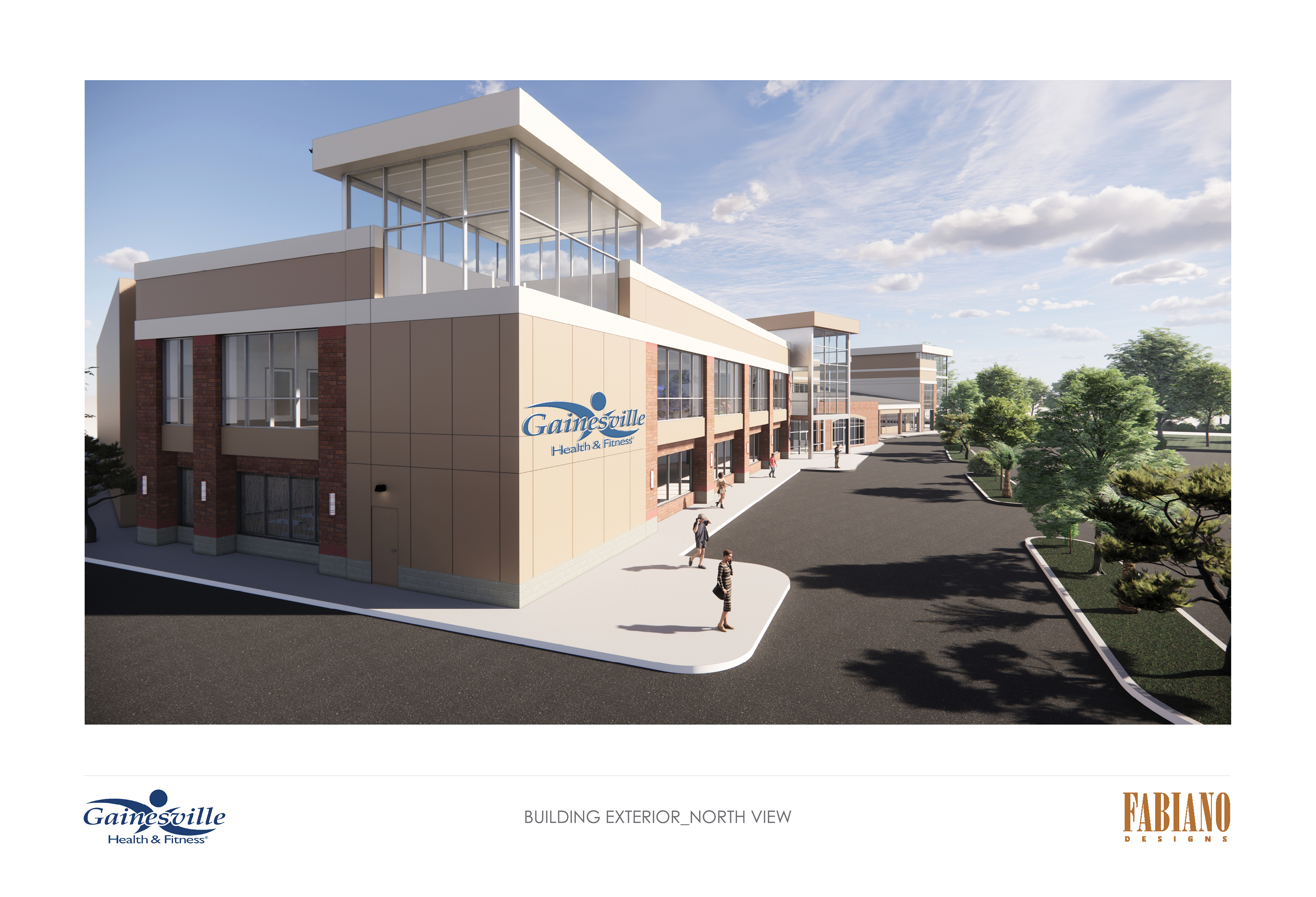 New Gym Addition NW corner rendering outside building nw corner gainesville health & fitness main